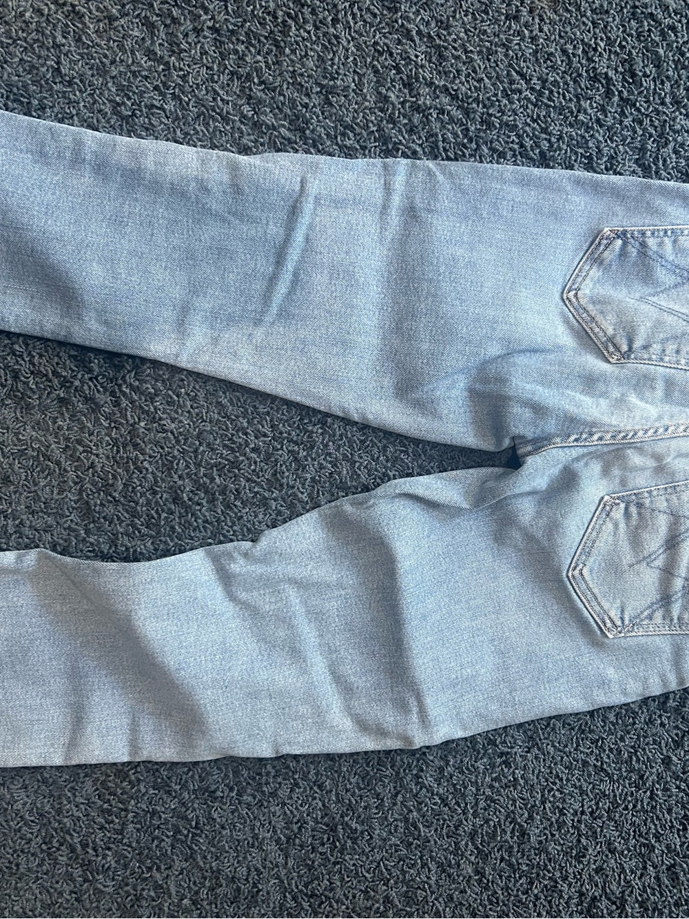 MOTHER Light Blue Denim Jeans with Tan Leather Patch - Picture 3 of 5